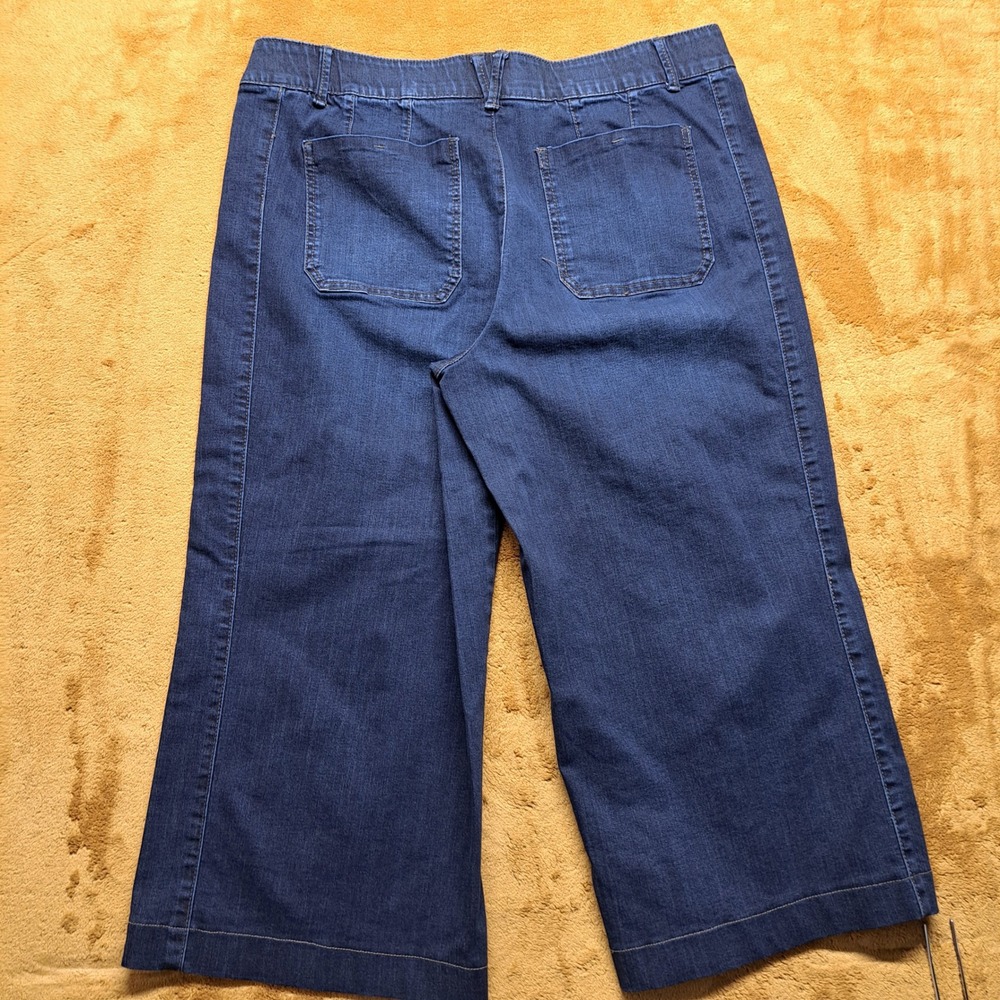 Wit & Wisdom Emma Wide Leg Crop JeansWomen 18 Dark Indigo Excellent Patch Pocket - Picture 2 of 11